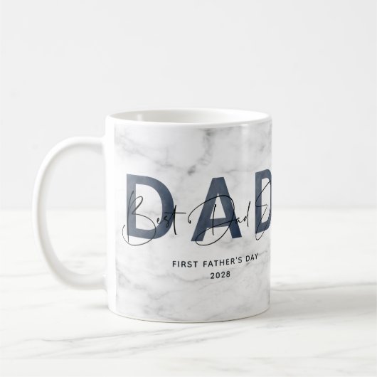 ダスティブルーマーブル最高のパパ史上最高のフォトファーザーデー コーヒーマグカップ (左)