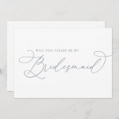 ダスティブルーミニマリストのブライドメイド提案カード 招待状 (正面/裏面)