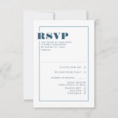 ダスティブルーミニマリストウェディングRSVP 出欠カード (正面)