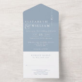 ダスティブルーミニマリストエレガントモノグラム結婚ズ オールインワン招待状 (内側)
