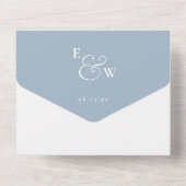 ダスティブルーミニマリストエレガントモノグラム結婚ズ オールインワン招待状 (裏面)