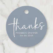 ダスティブルーミニマリストスクリプトブライダルシャワー フェイバータグ (正面)