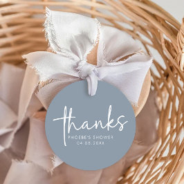 ダスティブルーミニマリストスクリプトブライダルシャワー フェイバータグ