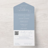 ダスティブルーミニマリストスクリプトQRコー結婚ドの オールインワン招待状 (内側)