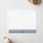 ダスティブルーミニマリストストライプライン(モノグラム付) ノートカード (正面/裏面インサイチュ)