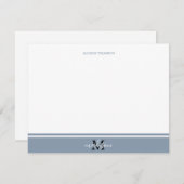 ダスティブルーミニマリストストライプライン(モノグラム付) ノートカード (正面/裏面)
