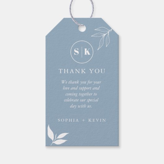 ダスティブルーミニマリストブランチ離れ結婚式の引き出物 ギフトタグ (正面)