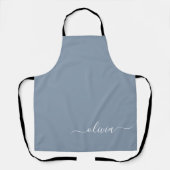 ダスティブルーミニマリストモダンモノグラムエレガント エプロン (正面)