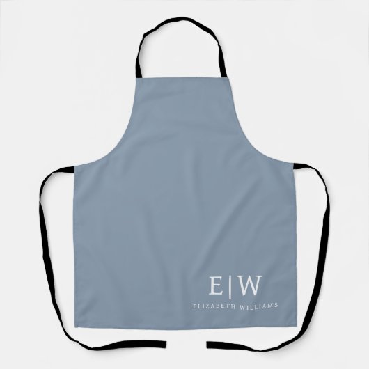ダスティブルーミニマリストモダンモノグラムエレガント エプロン (正面)