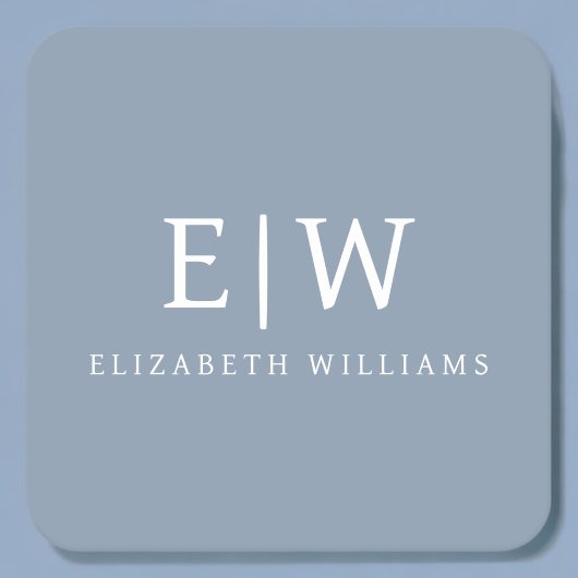 ダスティブルーミニマリストモダンモノグラムエレガント スクエアペーパーコースター