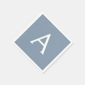 ダスティブルーミニマリストモダンモノグラムエレガント スタンダードカクテルナプキン (角)