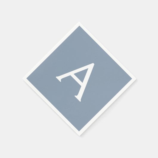 ダスティブルーミニマリストモダンモノグラムエレガント スタンダードカクテルナプキン (角)