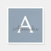 ダスティブルーミニマリストモダンモノグラムエレガント スタンダードカクテルナプキン (正面)