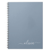 ダスティブルーミニマリストモダンモノグラムエレガント ノートブック (正面)