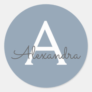 ダスティブルーミニマリストモダンモノグラムエレガント ラウンドシール