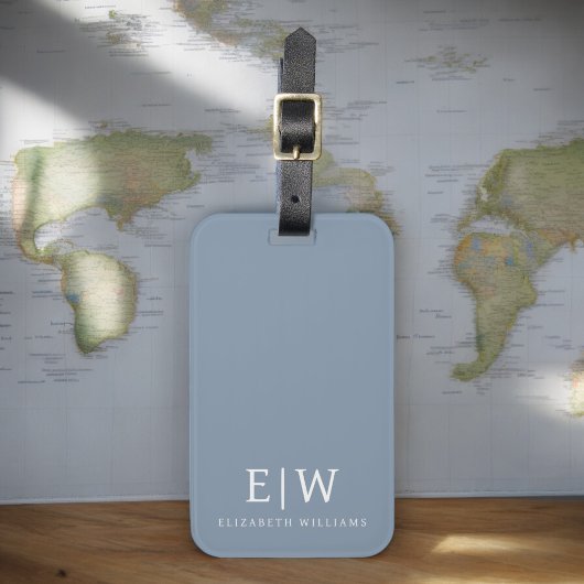 ダスティブルーミニマリストモダンモノグラムエレガント ラゲッジタグ