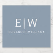 ダスティブルーミニマリストモダンモノグラムエレガント リキュールボトルラベル (シングルラベル)