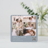 ダスティブルーミニマリスト写真QRコード結婚s 招待状 (スタンド正面)