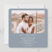 ダスティブルーミニマリスト写真QRコード結婚s 招待状 (裏面)