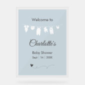 ダスティブルーミニマリスト半透明男の赤ちゃんシャワー アクリルサイン (正面)