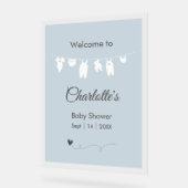 ダスティブルーミニマリスト半透明男の赤ちゃんシャワー アクリルサイン (傾斜)