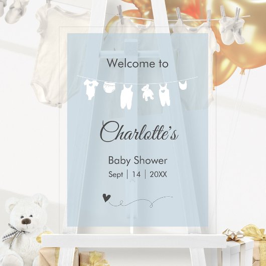 ダスティブルーミニマリスト半透明男の赤ちゃんシャワー アクリルサイン