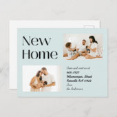 ダスティブルーミニマリスト2つの写真ニューホームムービング 案内ポストカード (正面/裏面)