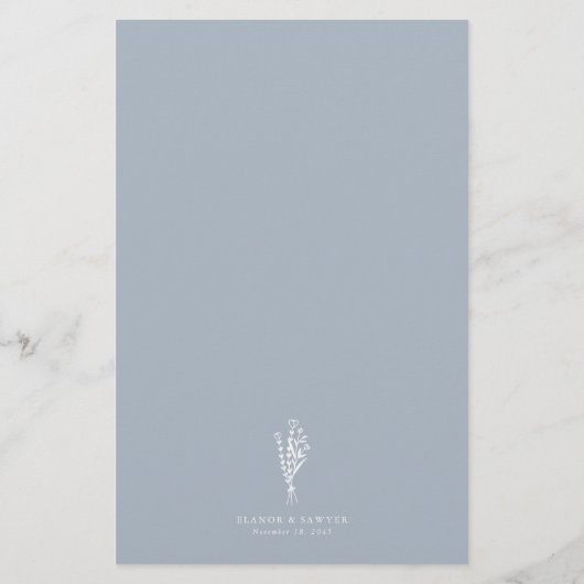 ダスティブルーミニマルフローラブーケのメニューカード (裏面)