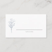 ダスティブルーミニマルフローラブーケ結婚ス プレイスカード (正面)