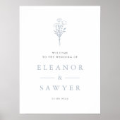 ダスティブルーミニマルフローラブーケ結婚ス ポスター (正面)