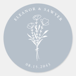 ダスティブルーミニマルフローラブーケ結婚ス ラウンドシール