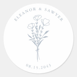 ダスティブルーミニマルフローラブーケ結婚ス ラウンドシール