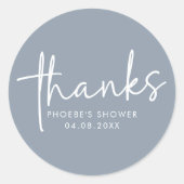 ダスティブルーミニマルブライダルシャワーフェイスステッカー ラウンドシール (正面)