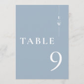 ダスティブルーミニマルモダンリストモノグラムテーブル番号 招待状 (裏面)