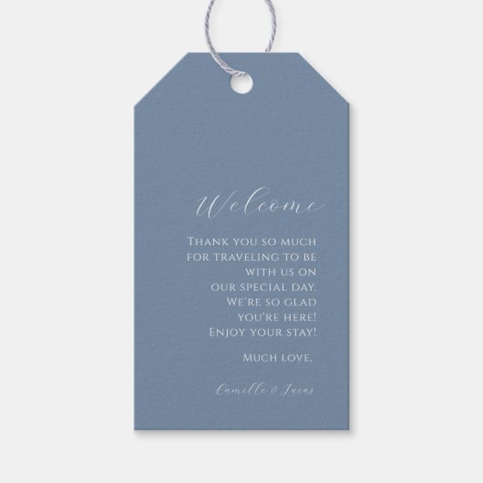 ダスティブルーミニマル結婚リストのウェルカムギフトラベル ギフトタグ (正面)