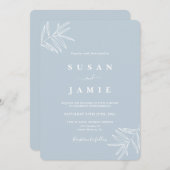ダスティブルーミニマル結婚式招待状 招待状 (正面/裏面)