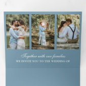 ダスティブルーミニマル3 in 1フォトコラージュ結婚ズ 三つ折り招待状 (内部最初)