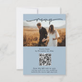 ダスティブルーミニマルQRコードフォト結婚ズ 出欠カード (正面)