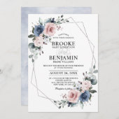 ダスティブルームーヴユーカリプトゥス幾何結婚的インヴィ 招待状 (正面/裏面)