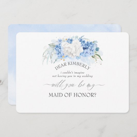 ダスティブルーメイド・オブ・オーナー（花嫁付き添い人）ブリーズメイド提案 招待状 (正面/裏面)