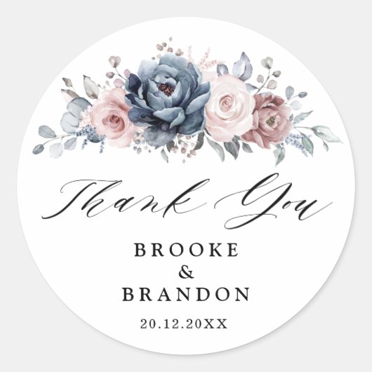 ダスティブルーメイヴバラピンクフローラありがとう ラウンドシール (正面)