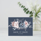 ダスティブルーメイヴバラピンクフローラ保存日付ポー ポストカード (スタンド正面)