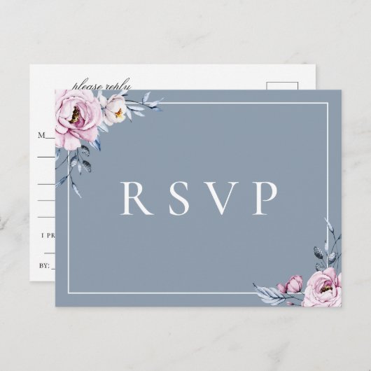 ダスティブルーメイヴフローラRSVPソングの選択 インビテーションポストカード (正面/裏面)