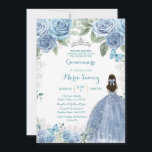 ダスティブルーメキシコガールシャルラミンス 招待状<br><div class="desc">Dusty Blue Mexican Girl Charra Mis Quince InvitationMis Quince Anos,  15誕生日, </div>