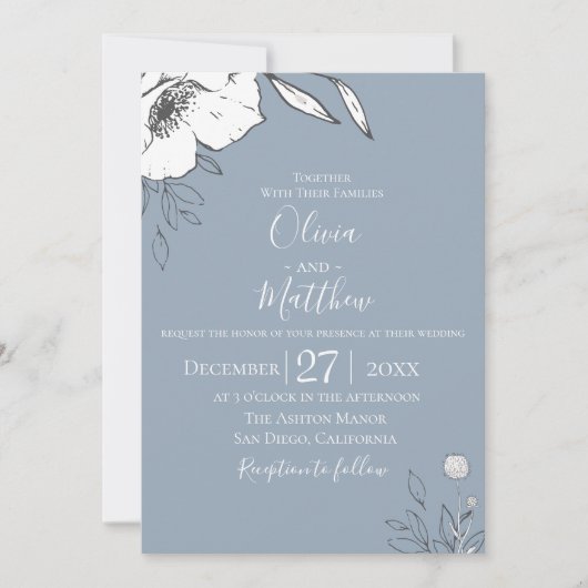 ダスティブルーメドウフラワーズ結婚式招待状 招待状 (正面)