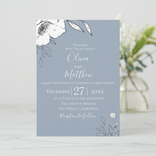 ダスティブルーメドウフラワーズ結婚式招待状 招待状 (スタンド正面)