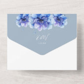 ダスティブルーモダンウォーターフローラ結婚ズ オールインワン招待状 (裏面)