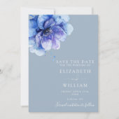 ダスティブルーモダンウォーターフローラ結婚ズ セーブザデート (正面)