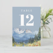 ダスティブルーモダンウォーター色マウンテンテーブル番号 招待状 (スタンド正面)
