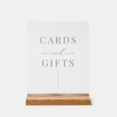 ダスティブルーモダンエレガントなウェディングカード&ギフト アクリルサイン (正面)